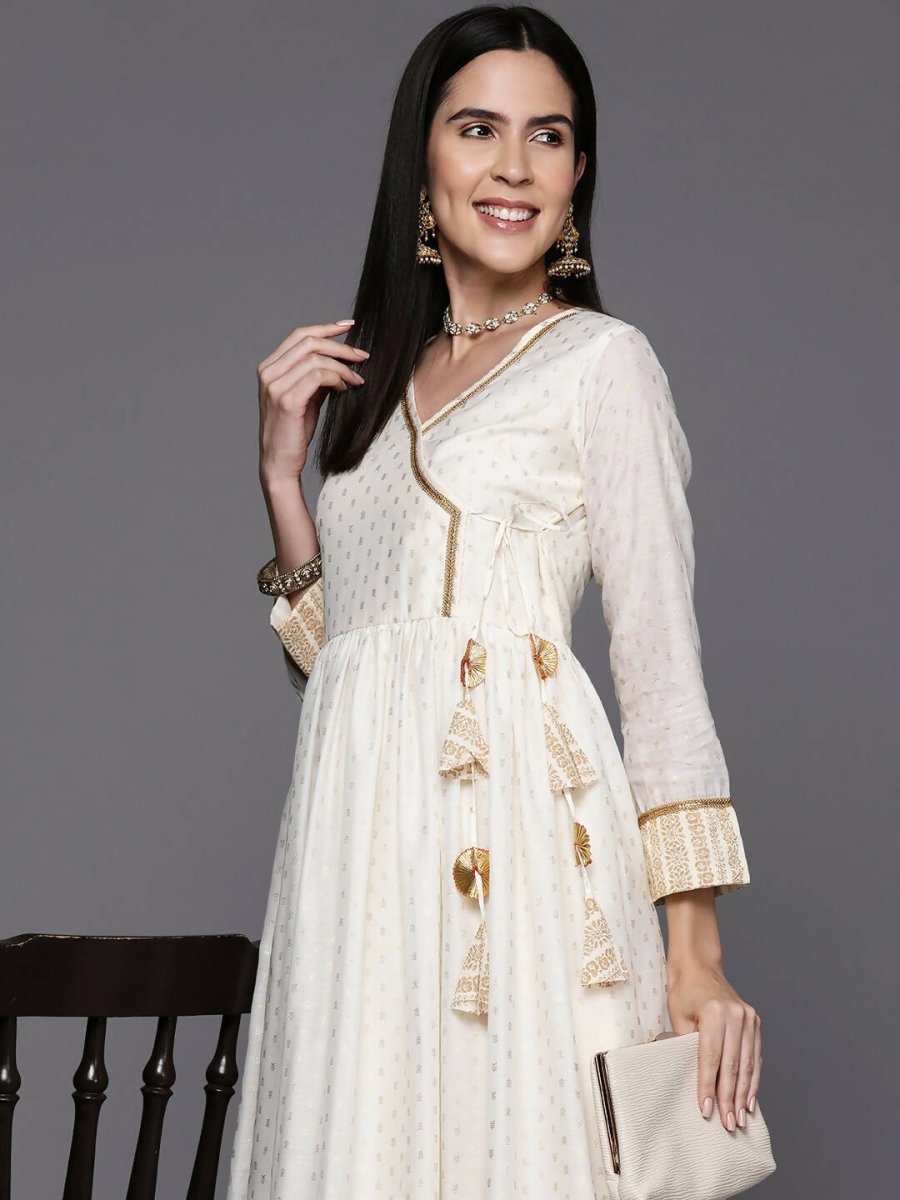 Ahalyaa Women's Traditional wear Ethnic Dress - Off White - Distacart