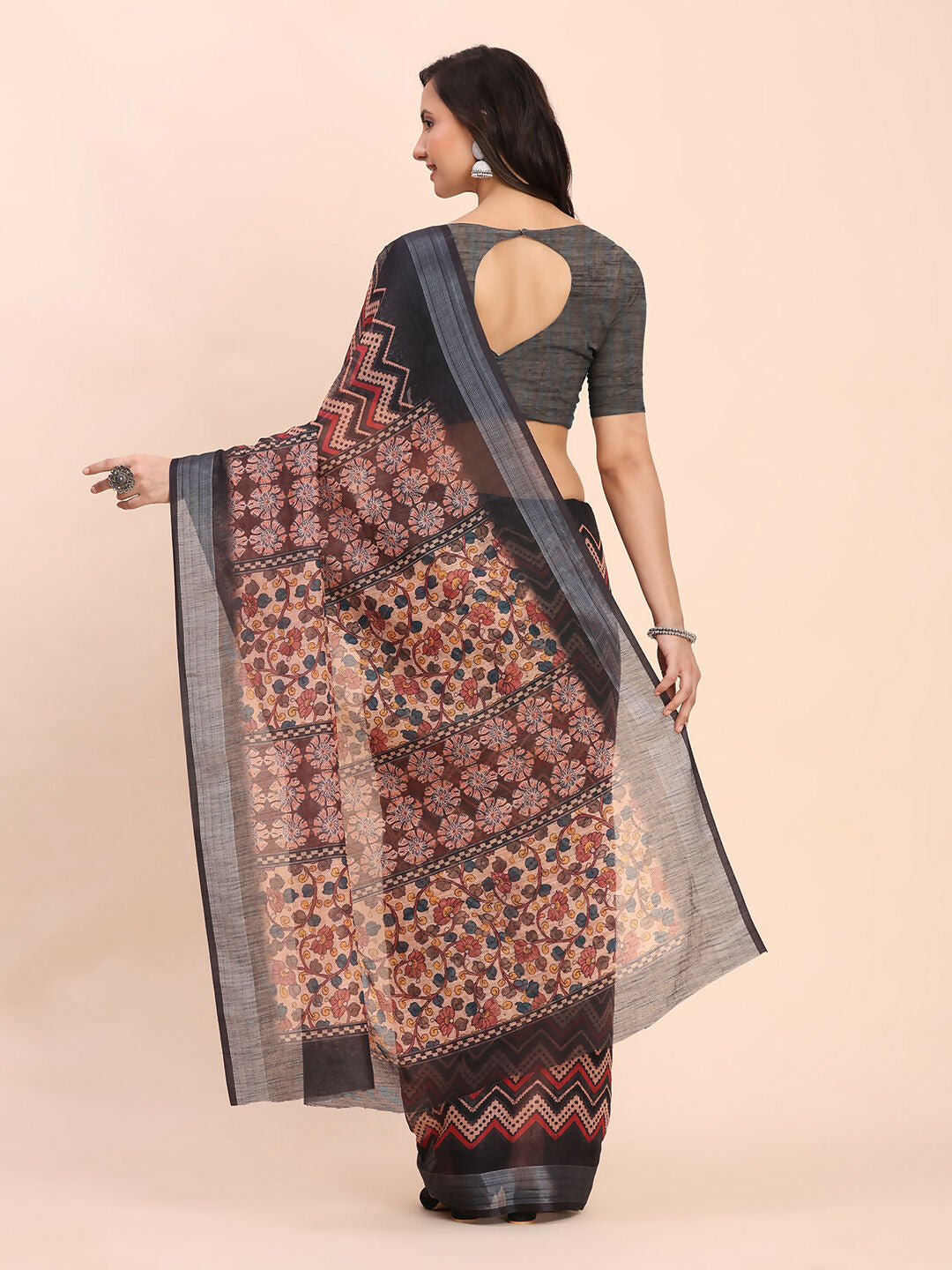 Astita Linen Cotton Black Saree