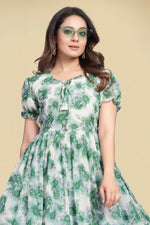 Thumbnail for Preksha Creation New Georgette Floral Print Women Green Long Gown - Distacart