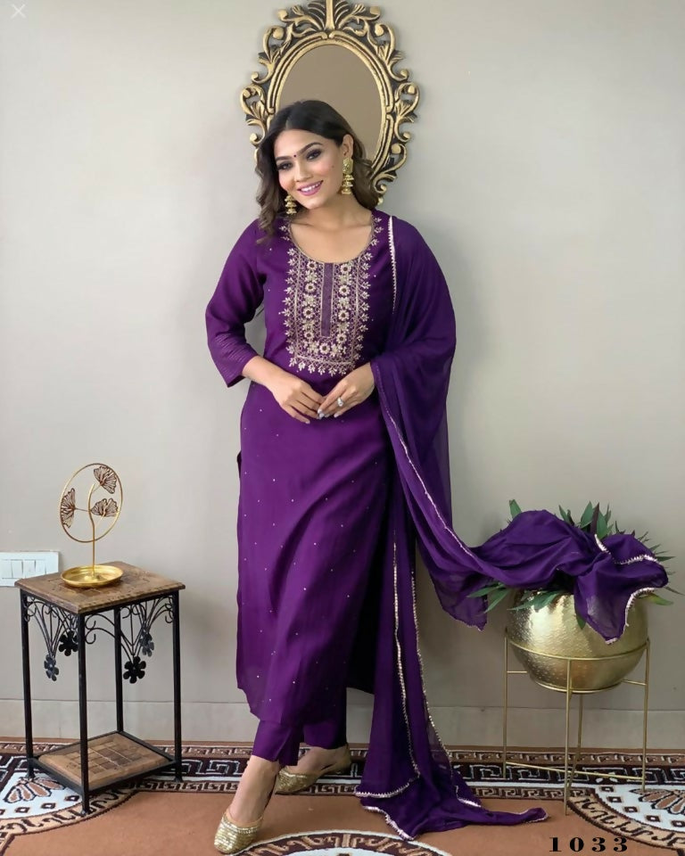 Partywear Designer Wine Rayon Slub Stitched Suit With Dupatta - Tanisha - Distacart