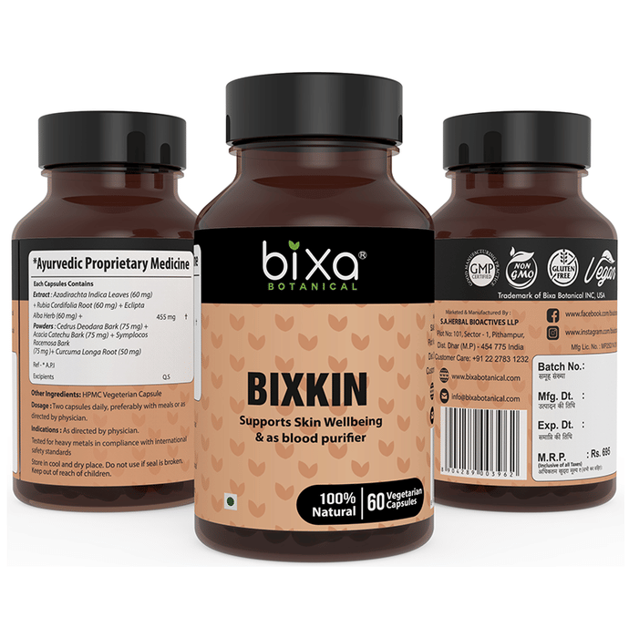 Bixa Botanical Bixkin 455mg Vegetarian Capsule