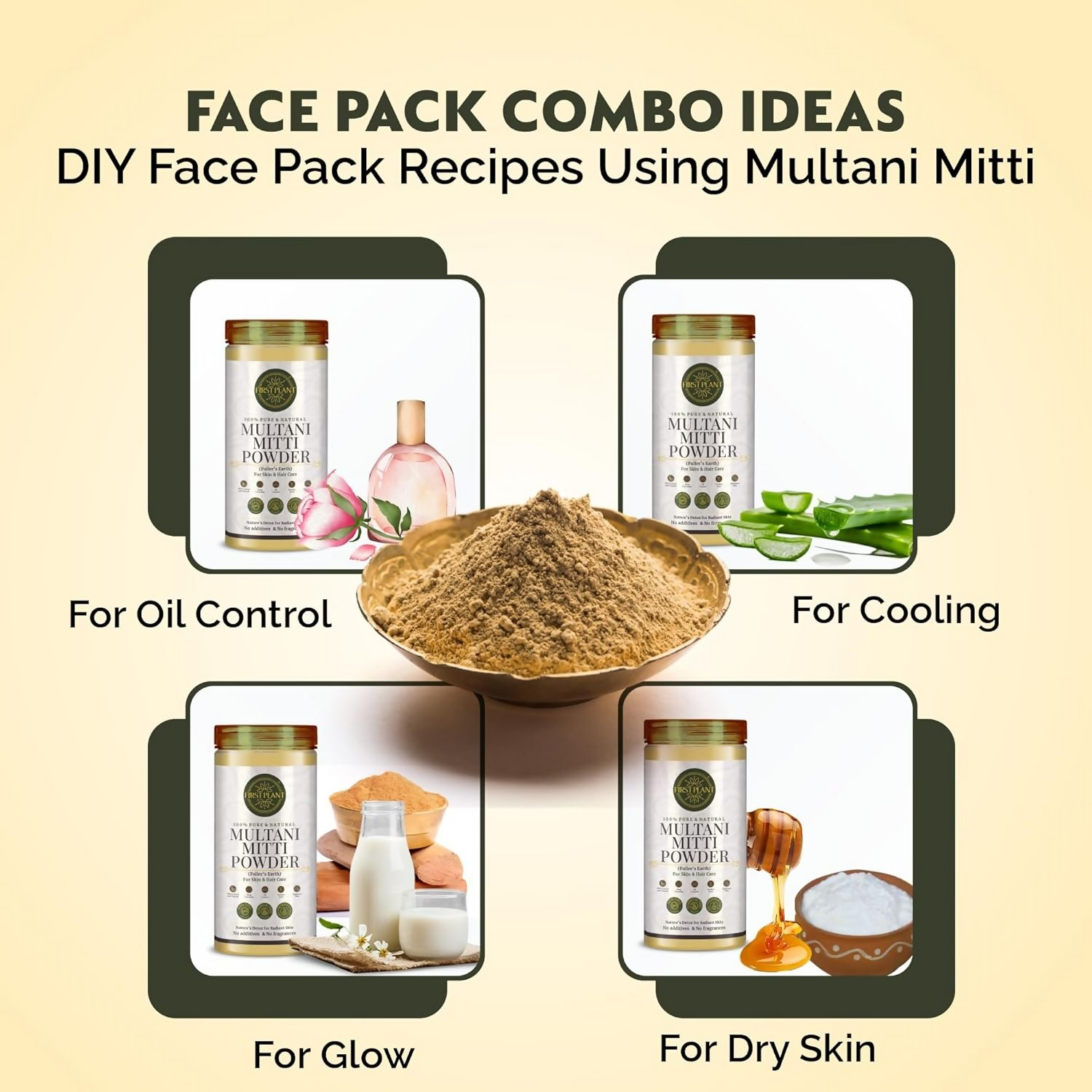 First Plant Multani Mitti Powder For Face Pack & Glowing Skin - Distacart