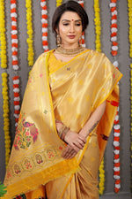Thumbnail for Jyoti Fashion Women's Yellow Paithani Silk Zari Woven Saree with Blouse - Distacart