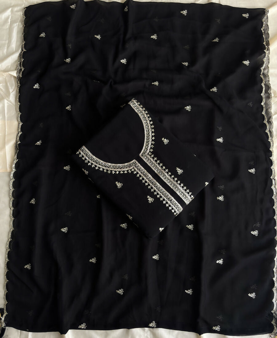 KC Bollywood Style Black Georgette Suit For Women - Dista