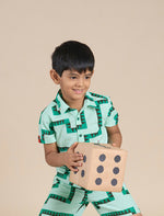 Thumbnail for Snakes and Ladders Boys Green Table Print Shirt from Siblings Collection - Distacart
