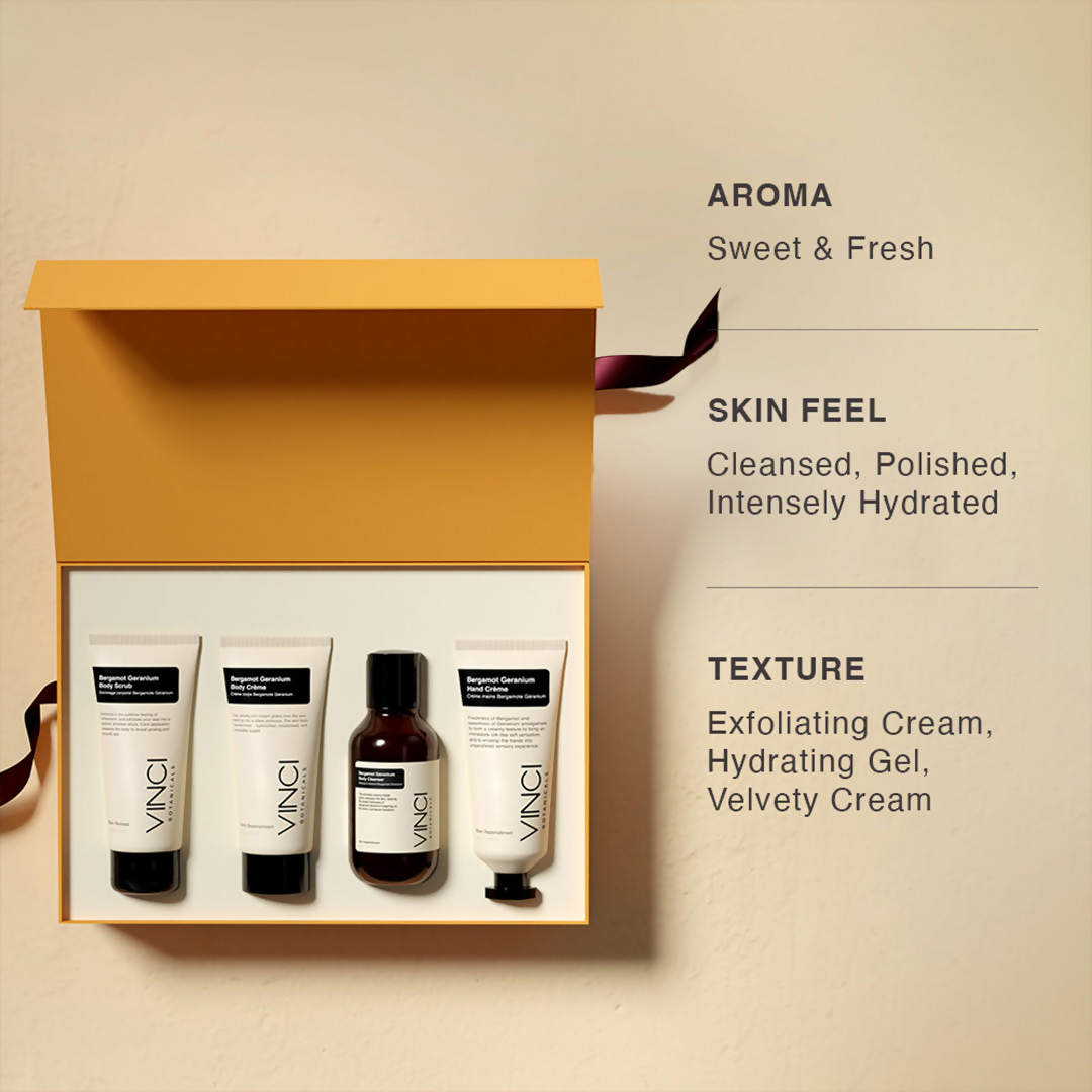 Vinci Botanicals Bergamot Geranium Bath and Body Quad Set - Distacart