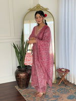 Thumbnail for The52 Gajri Women's Beautiful Embroidered Rayon Fabric with Straight Kurta, Pant and Dupatta Set - Distacart