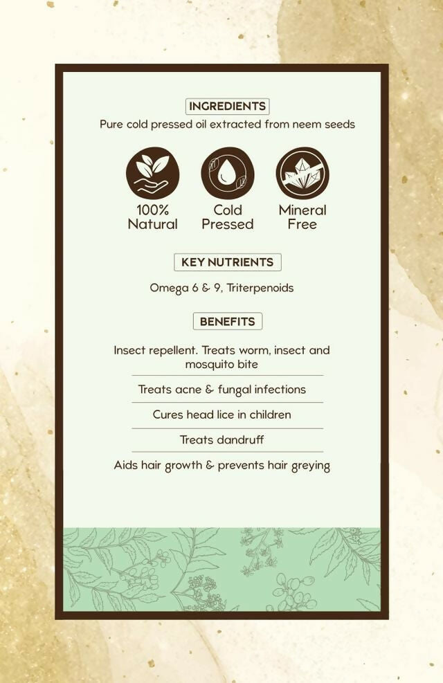 Nat Habit 100% Pure Cold Pressed Neem Oil - Distacart