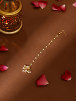 Thumbnail for Ruby Raang Gold Square with Pearls Kundan Maang Tikka