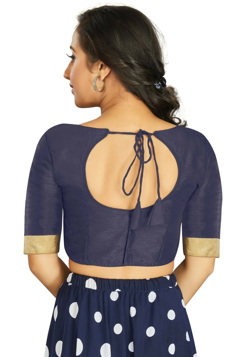 Aastha Fashion Women's Navy Blue Art Silk Designer Traditional Readymade Blouse - Distacart