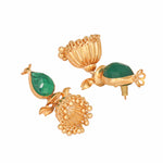 Thumbnail for Nuyug 22K Gold Plated Emerald Stone Studded Ethnic Jhumkas