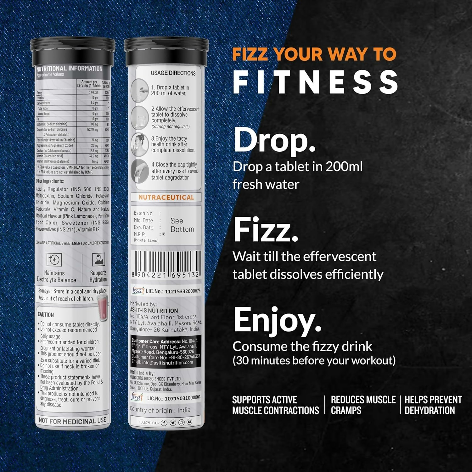 As-It-Is Atom Electrolyte Effervescent Tablet Pink Lemonade