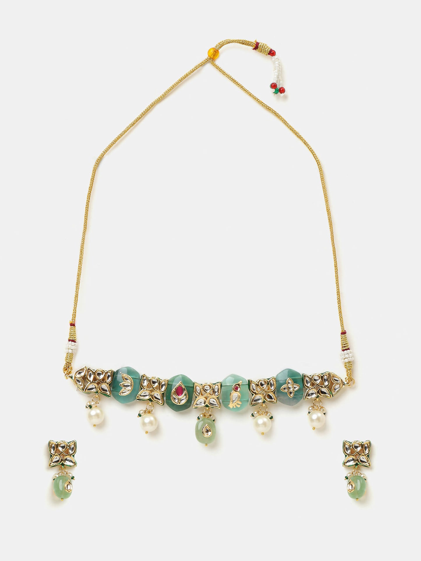 Ruby Raang Antique Kundan Stone Work Jewellery Set - Distacart