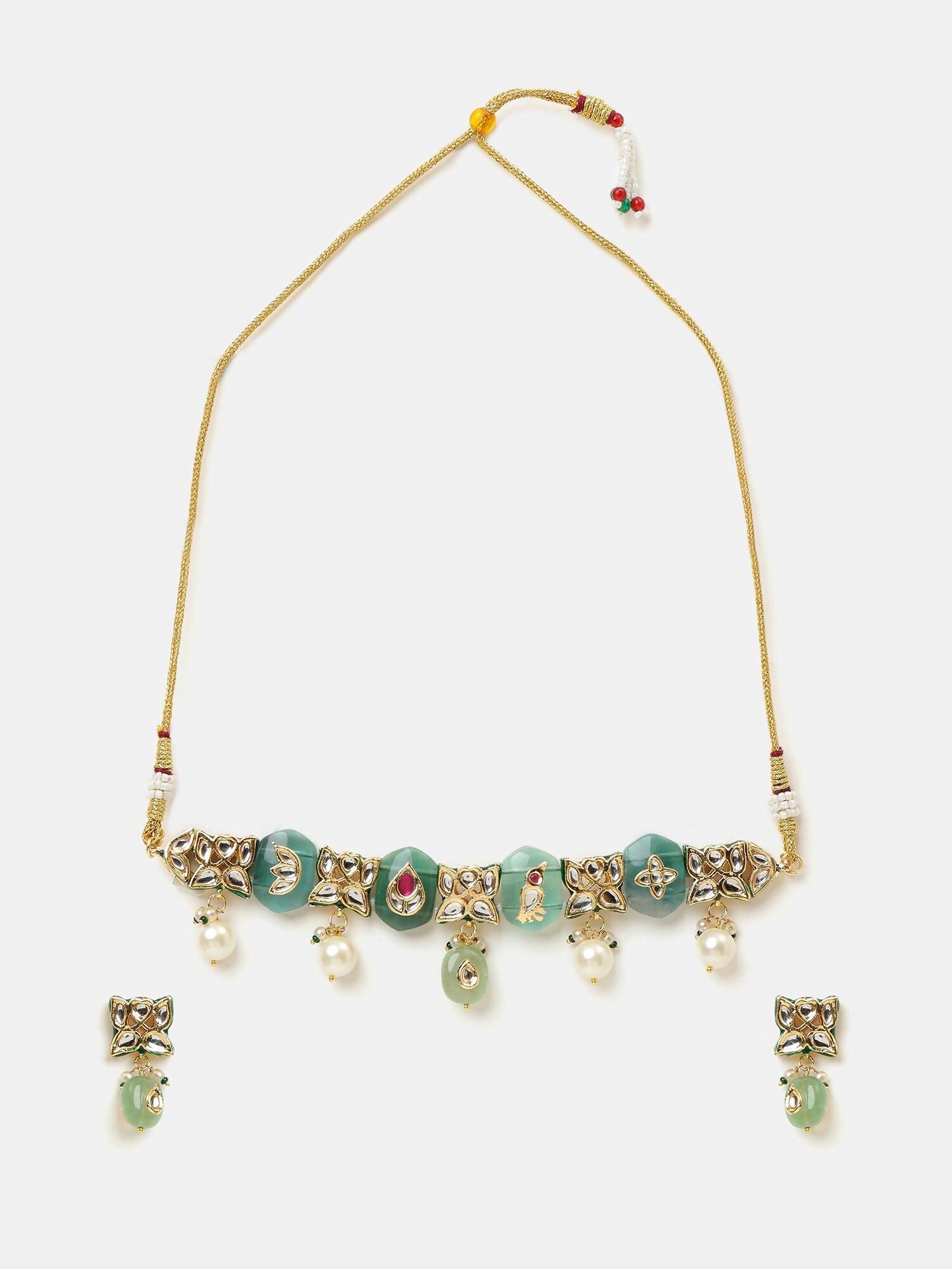 Ruby Raang Antique Kundan Stone Work Jewellery Set - Distacart