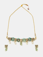 Thumbnail for Ruby Raang Antique Kundan Stone Work Jewellery Set - Distacart