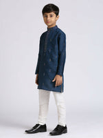 Thumbnail for Joban Fashion Kids Island Traditional Ethnic Wear with Silk Sequence Embroidery Full Sleeves Kurta and Pyjama Set - Blue - Distacart