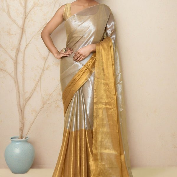 Joban Fashion Light Beige Tissue Saree