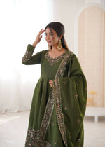 Thumbnail for Teeya Creation Green Roman Silk Embroidery Work Party Wear Long Gown - Distacart