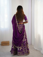 Thumbnail for Aastha Fashion Purple Heavy Thai Silk Designer Wedding Wear Lehenga Choli