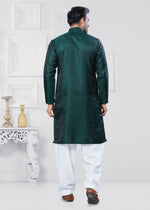 Thumbnail for Joban Fashion Men's Jacquard Silk Green Printed Kurta Pyjama set - Distacart