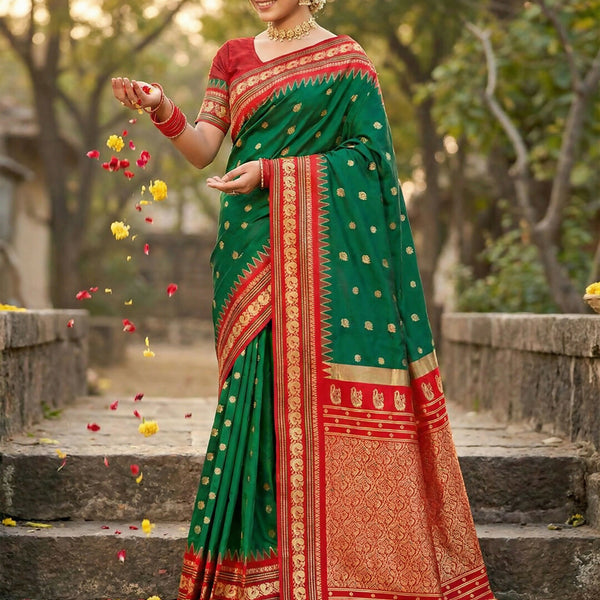 Shree Shyam Fashion Green Soft Silk Saree - Distacart