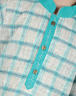 Thumbnail for Joban Fashion Kids Island Cotton Full Sleeves Striped Kurta and Pyjama- Teal Blue - Distacart