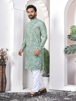 Thumbnail for Anaita Sea Green Digital Printed Work Cotton Straight Kurta - Distacart