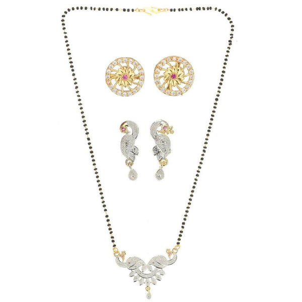 AanyaCentric Gold Plated Mangalsutra with Pendant, 2 Pair Earrings - Distacart