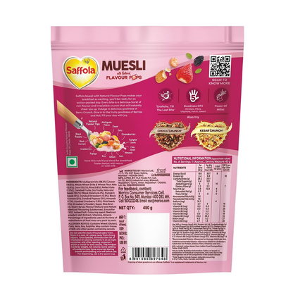Saffola Muesli Fruit & Nut Berry Crunch with Flavour Pops - Distacart