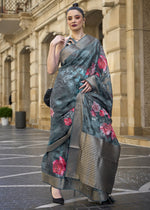 Thumbnail for Lovely Navy Blue Polly Brasso Designer Saree - Emponline - Distacart