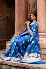 Thumbnail for Joban Fashion Blue Banarasi Katan Pure Handloom Banarasi Silk Saree