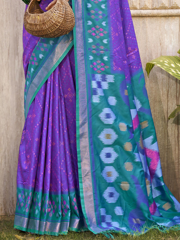 Astita Pochampalli Silk Violet Saree