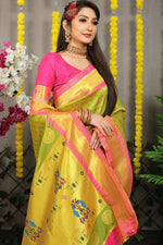 Thumbnail for Jyoti Fashion Women's Green Banarasi Silk Zari Woven Saree with Blouse - Distacart