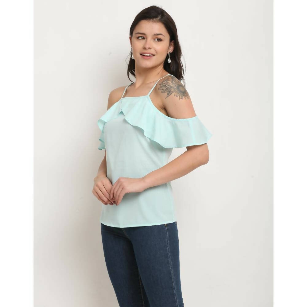 Aastha Fashion Women's Mint Green Polyester Solid Casual Top - Distacart