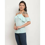 Thumbnail for Aastha Fashion Women's Mint Green Polyester Solid Casual Top - Distacart