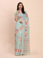 Thumbnail for Astita Linen Cotton Sea Green Saree