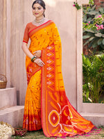 Thumbnail for Shree Shyam Fashion Yellow Pochampally Silk Saree - Distacart
