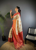 Thumbnail for Joban Fashion Banarasi White Woven Soft Silk Saree