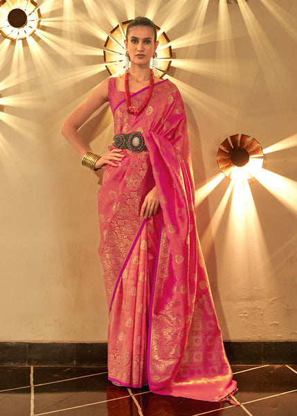 Trendy Weaving Silk Hot Pink Designer Saree - Emponline - Distacart
