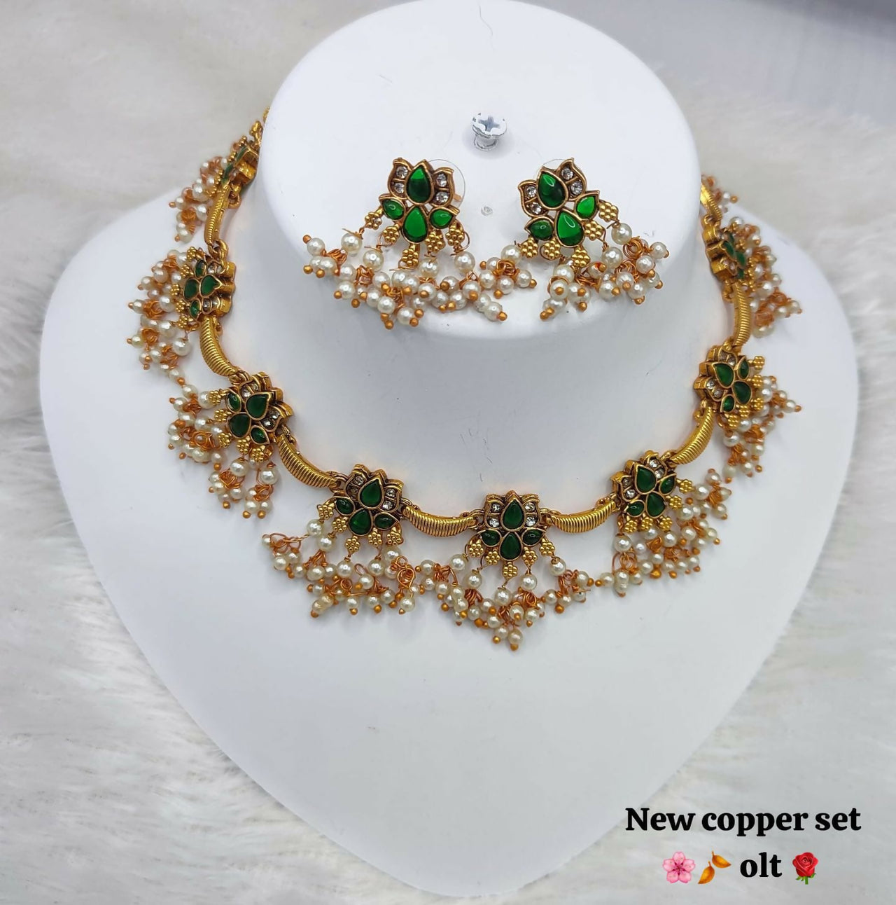 Joban Fashion Women Green Copper Necklace Set - Distacart