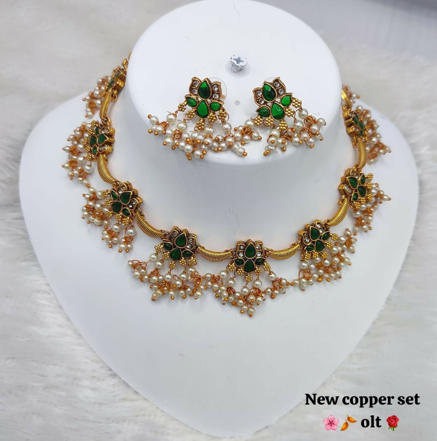 Joban Fashion Women Green Copper Necklace Set - Distacart