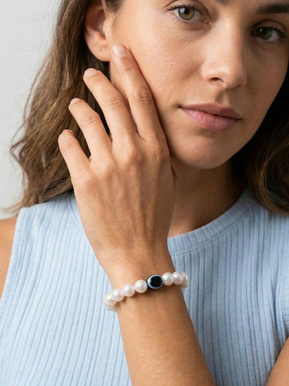 NVR Black Evil Eye White Bracelet for Men & Women - Distacart