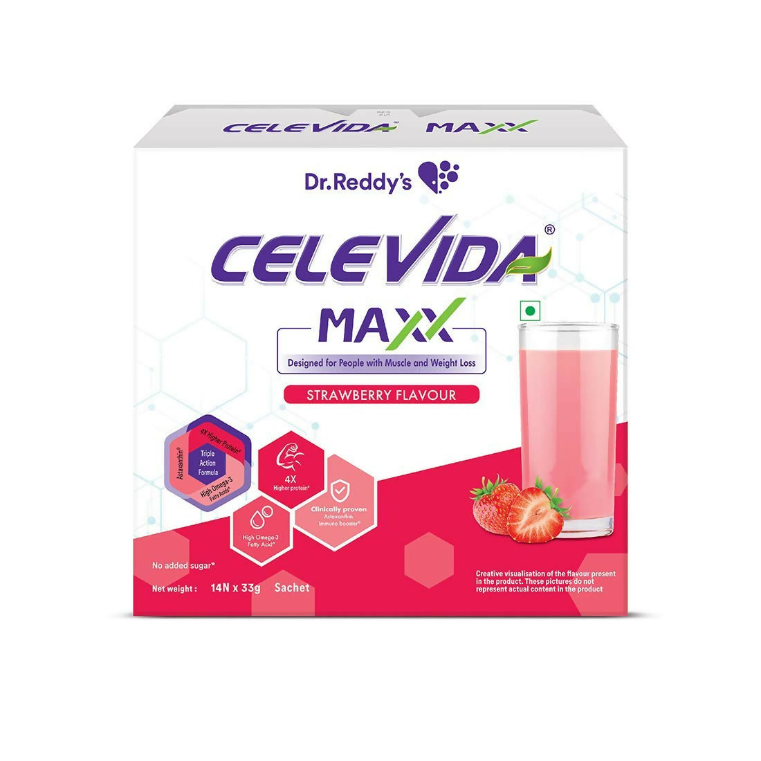 Celevida Maxx Nutrition Powder Sachets - Strawberry Flavor - Distacart