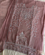 Thumbnail for KC Beautiful Peach Chiffon Silk Hand Embroidery Suit For Women - Dista