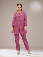 Thumbnail for Anaita Purple Faux Georgette Readymade 2 Piece Set with Embroidery Work - Distacart