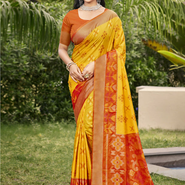 Astita Pochampalli Silk Yellow Saree