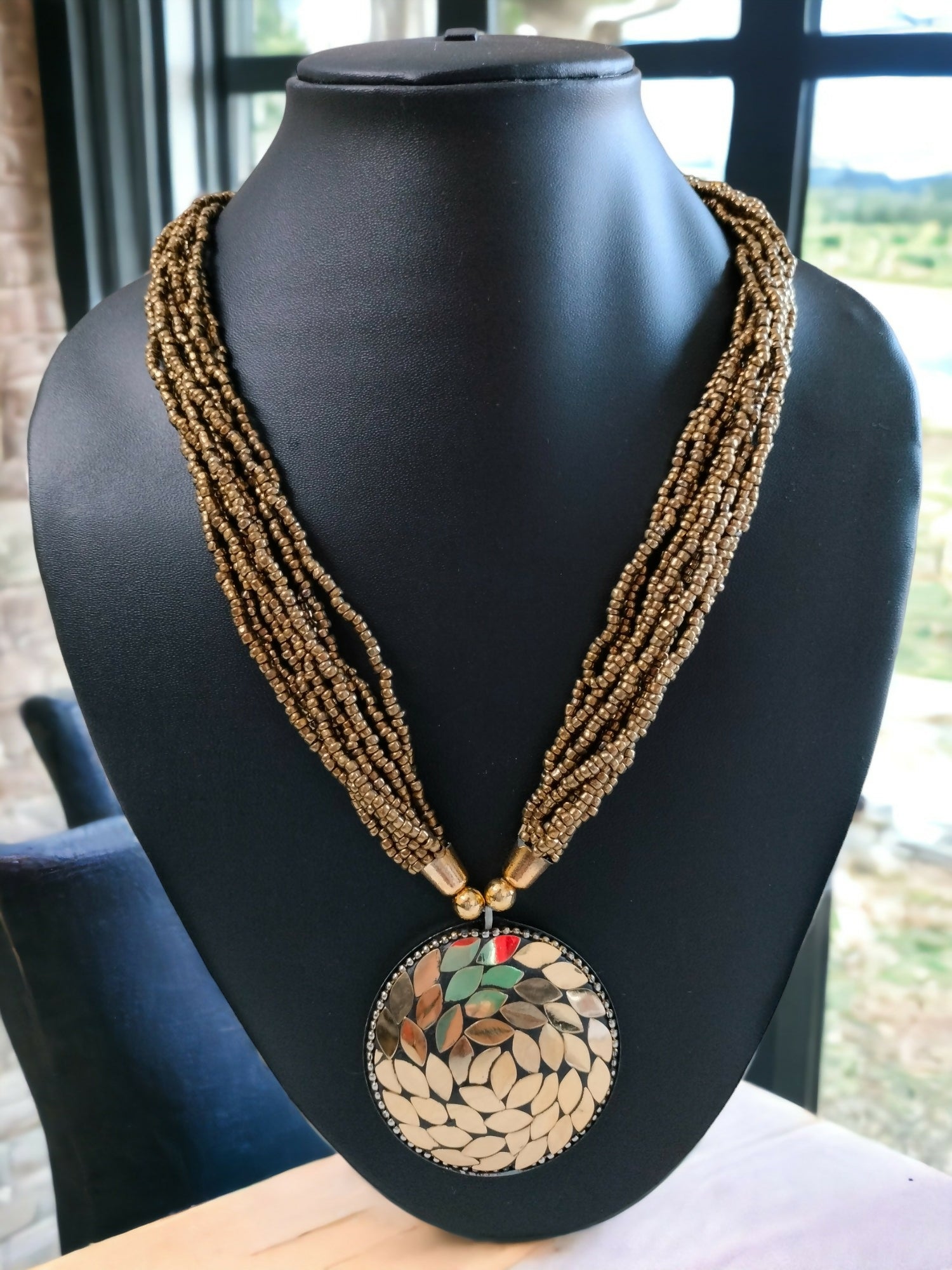 Inhanns Everyday Statement Beaded Pendant Necklace - Golden - Distacart