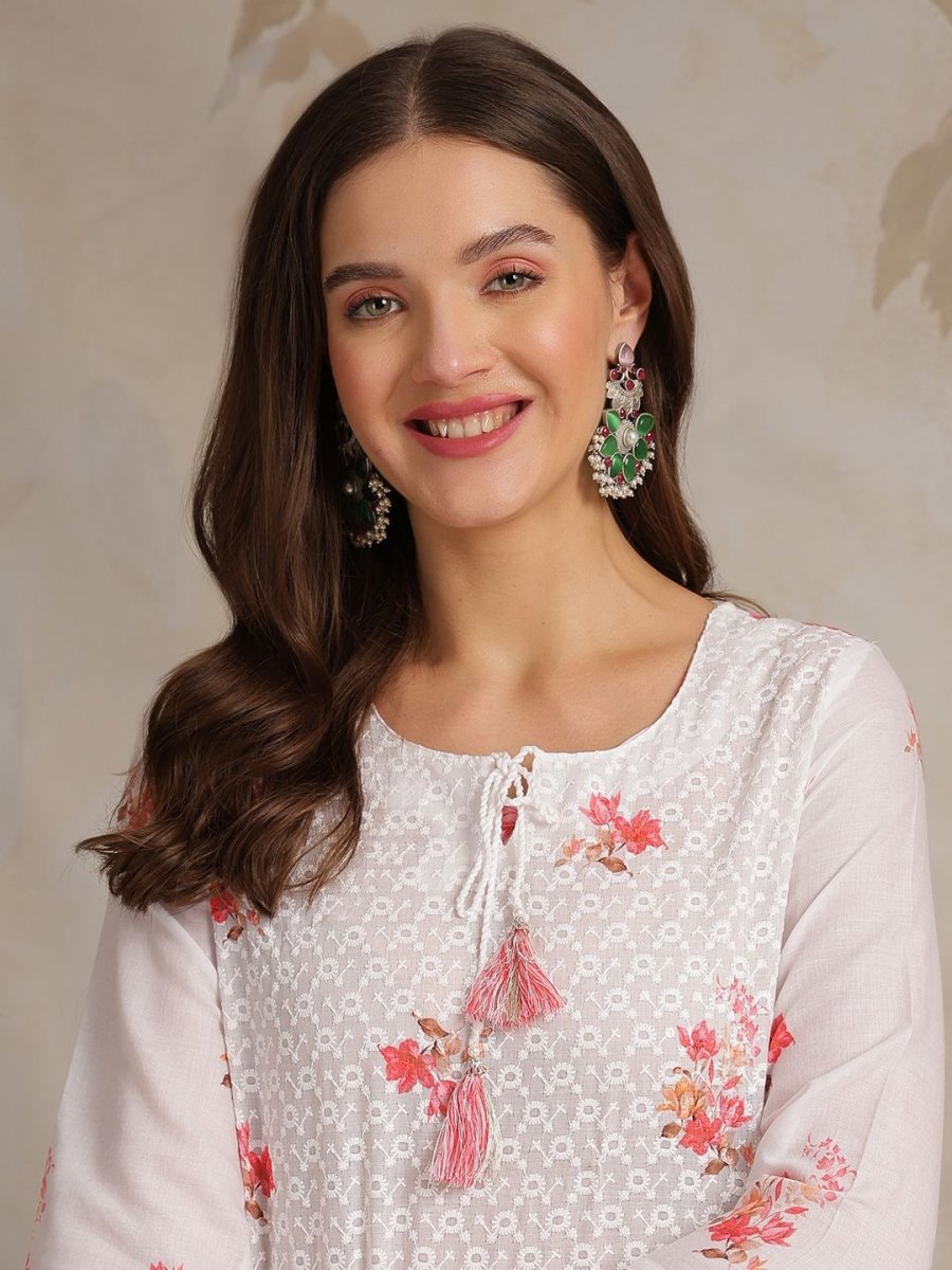 Anouk Women Floral Printed Thread Work Kurta - Distacart