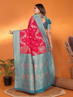 Thumbnail for Joban Fashion Banarasi Red Woven Soft Silk Saree