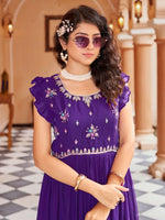 Thumbnail for Joban Fashion Purple Readymade Dress With Sequins embroidery Work